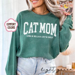 Comfort Colors® Custom Cat Mom Shirt With Cats Names, Cat Mama Sweatshirt, Mothers Day Gift For Cat Mom, Cat Lover Gifts, Cat Owner S03564 image 4