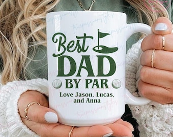 Taza personalizada "El mejor papá por par", taza de golf personalizada para papá, taza para jugador de golf, regalo para golfista, regalo del Día del Padre, regalo para amantes del golf T0755