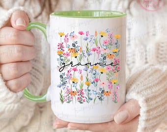 Wildflowers Grammie Mug, Custom Floral Grammie Mug, Mothers Day Gift for Grandma, New Grammie Gift T2072