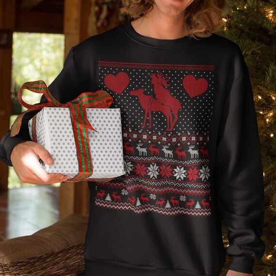 Funny Moose Love Ugly Sweater for Hunters Ugly Christmas Sweater Gift for Men and Women Elk Pullover Sweatshirt Etsy