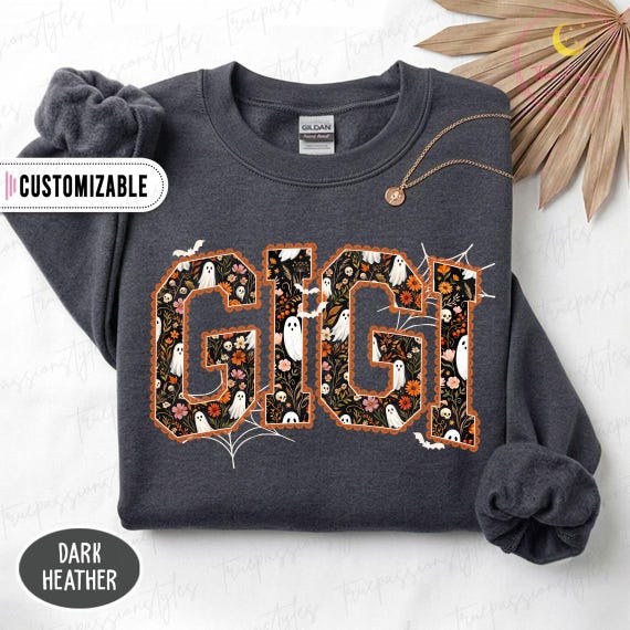 Halloween Gigi Sweatshirt, Spooky Gigi Shirt, Halloween Grandma Gift, Fall Gigi Sweater, Pumpkin Gigi Tee, Cute Ghost Shirt BT000040-3