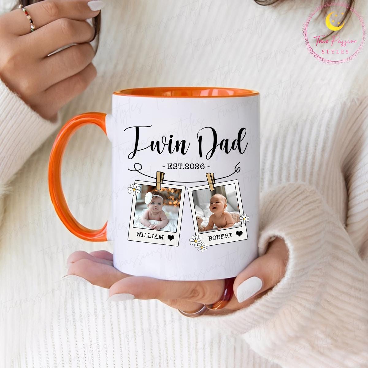 Custom Photo Twin Dad Mug, Dad of Twins, Father of Twins Gift ...