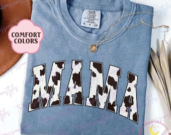 Comfort Colors® Retro Mama Shirt, Western Cow Mom Tshirt, Mother's Day Gift, Baby Shower Gift For Mom, Mom Life Tee, Cute Mom Shirt S02567