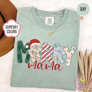 Comfort Colors® Mama Christmas Shirt, Merry Mama Shirt, Mama Holiday Shirt, Christmas Gift For Mama T1401