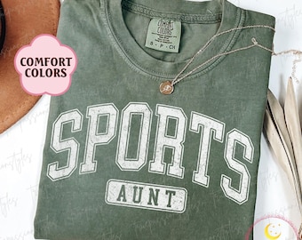 Comfort Colors® Sports Aunt Shirt, Retro Sports Auntie Shirt, Game Day Shirt For Aunt, Baseball Auntie Tee, Football Aunt, Aunt Gifts S02829