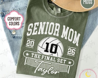 Comfort Colors® Custom Senior Volleyball Mom 2026 Shirt, Senior Mom Volleyball Sweatshirt, Volleyball Lover Gift, Graduation Shirt S05422