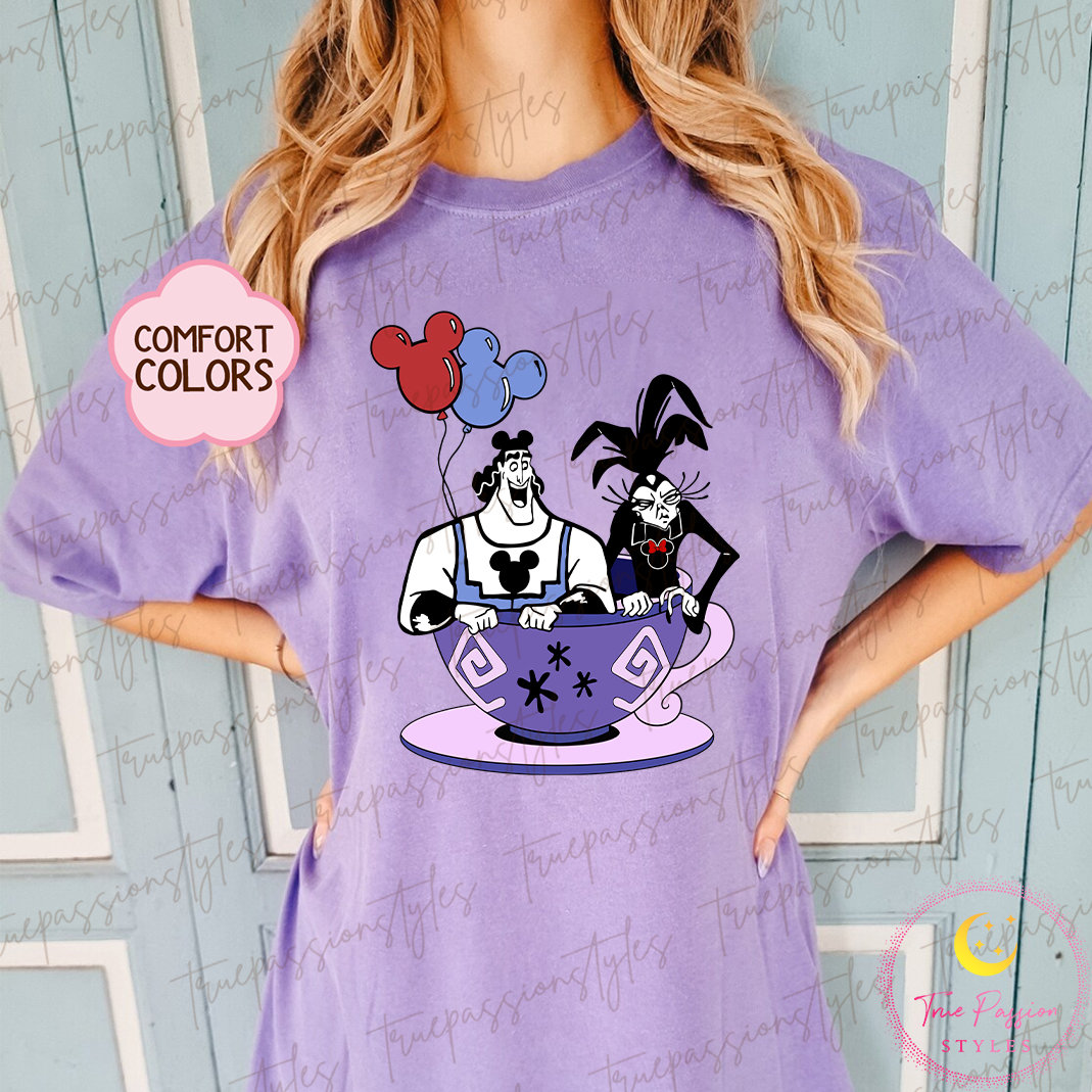 Comfort Colors Kronk and Yzma Tea Cup Shirt, Kronk and Yzma Tee