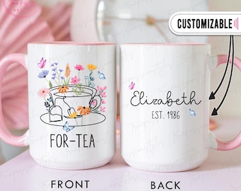 Personalized 40th Birthday Mug, Custom Floral Forty Mug, For Tea Mug, Gift For 40 Year Old, Turning 40 Gift, 1986 Mug T3062