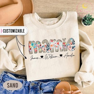 Personalized Wildflowers Mamie Sweatshirt with Kids Names, Custom Floral Mamie Shirt, Gift for Mamie, New Mamie Gift T2802