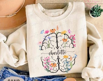 Personalized Neuroscience Sweatshirt, Neuro ICU Nurse Sweater, Gift for Neuroscientist, Floral Brain Doctor Shirt, Neurobiology Tee T1915
