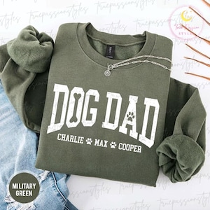 Aangepaste hond vader sweatshirt met namen van honden, vaderdagcadeau voor hond vader, hondenliefhebber geschenken, trui hond eigenaar, hond papa T-shirt, dierenliefhebber S03284