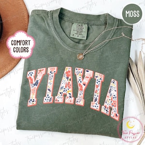 Comfort Colors® Floral Yiayia Shirt, Yiayia Grandma Tshirt, Promoted To Yiayia Shirt, Yiayia To be, Mothers Day Gift For Yiayia S04088