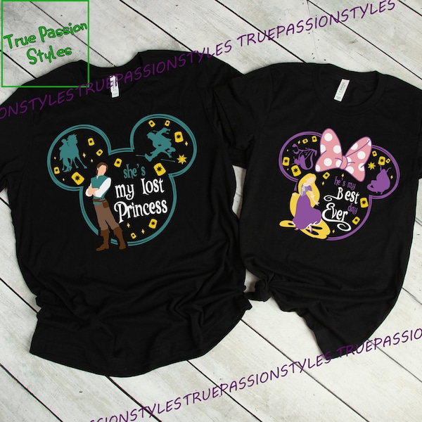 Tangled Couple Shirt, My Lost Princess, My Best Day Ever, Flynn Rider Shirt, Mr and Mrs, Rapunzel and Flynn matching shirts E2571- E2572