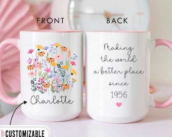 Custom 70th Birthday Mug, Seventy Birthday Mug, 70th Bday Mug, Turning 70 Gift, Gift For 70 Year Old, Personalized 1956 Mug T2716