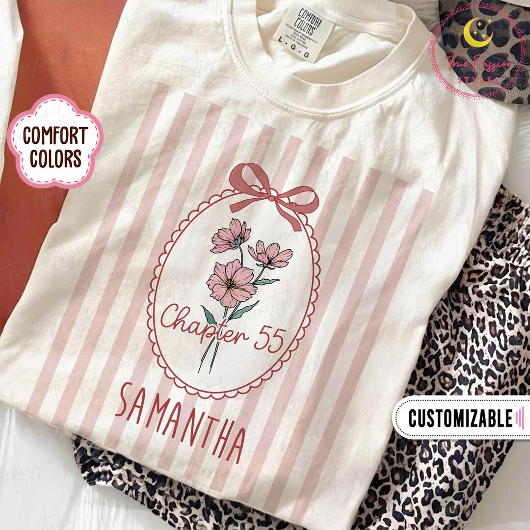 Comfort Colors® 55th Birthday Shirt, Personalized Chapter 55 Stripe Tee ...
