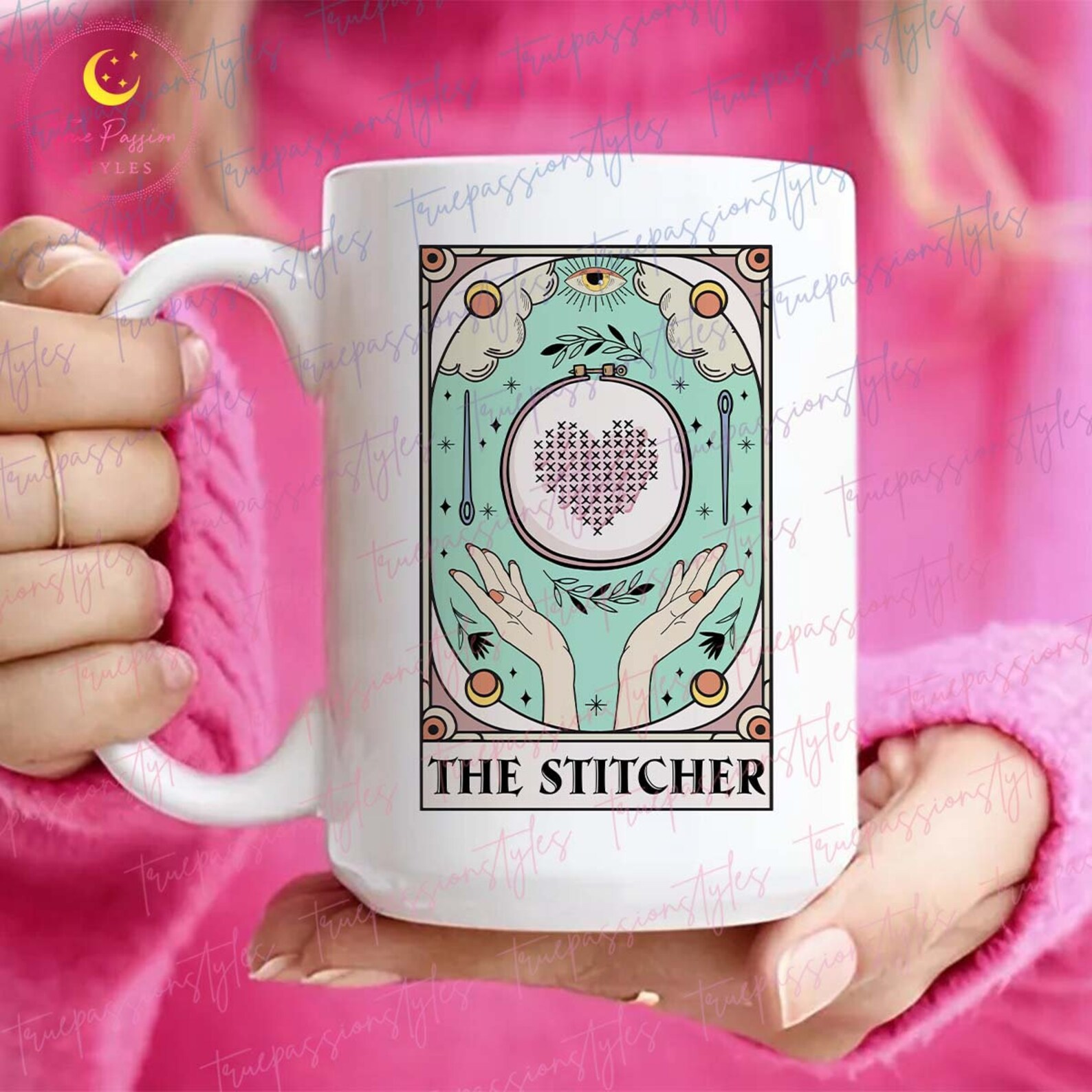 The Stitcher Tarot Card Mug, Cross Stitch Mug, Gifts for Cross ...