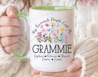 Custom Grammie Mug, Personalized Floral Grammie Mug, Mothers Day Gift For Grandma, My Favorite People Call Me Grammie T2202