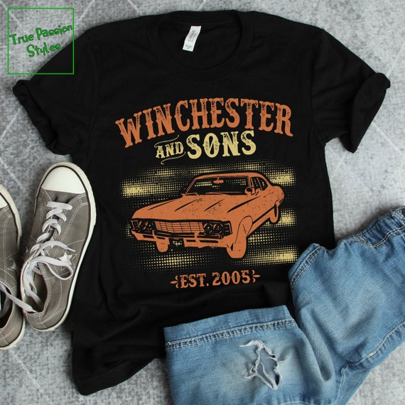 Supernatural Shirt - Winchester And Sons Est 2005, Funny Supernatural T-shirt Collection - Winchester Brothers With Car Gift