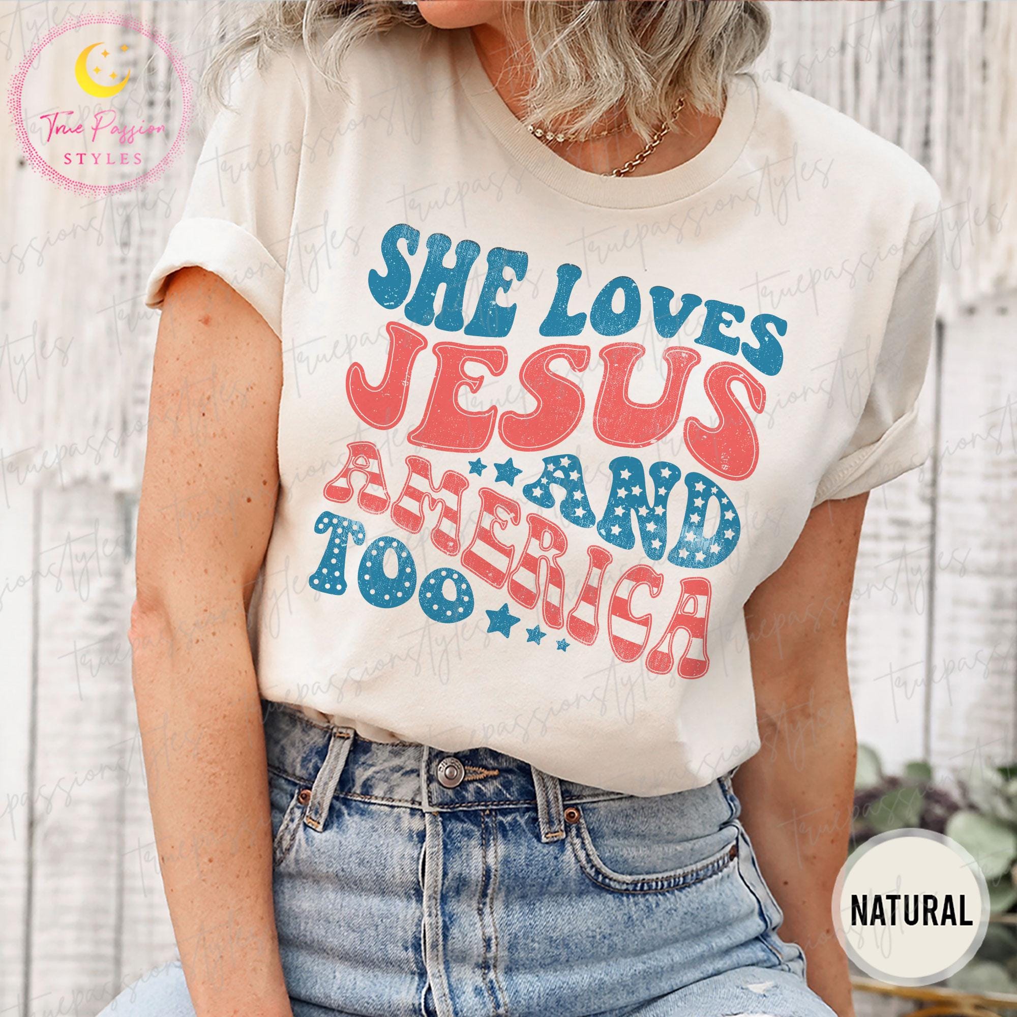 Retro USA Shirt, Patriotic Christian TShirt, Independence Day Shirt, She Loves Jesus And America Too Shirt, 4th of July Shirt S00623
