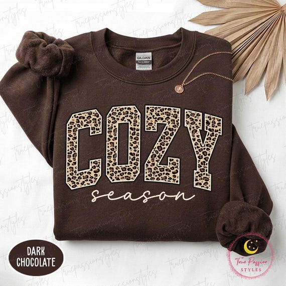 Leopard Cozy Season Sweatshirt, Leopard Print Tshirt, Retro Cozy Season Shirt, Fall Season Long Sleeve, Autumn Tee, Cute Fall Gift S07013