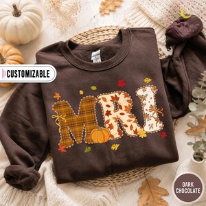 Fall MRI Tech Sweatshirt, MRI Technologist Shirt, Autumn MRI Tech Sweatshirt, Leopard Floral Bow Sweater, Mri Tech Gift, Long Sleeve T4243