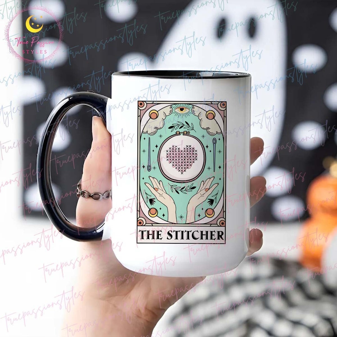 The Stitcher Tarot Card Mug, Cross Stitch Mug, Gifts for Cross ...