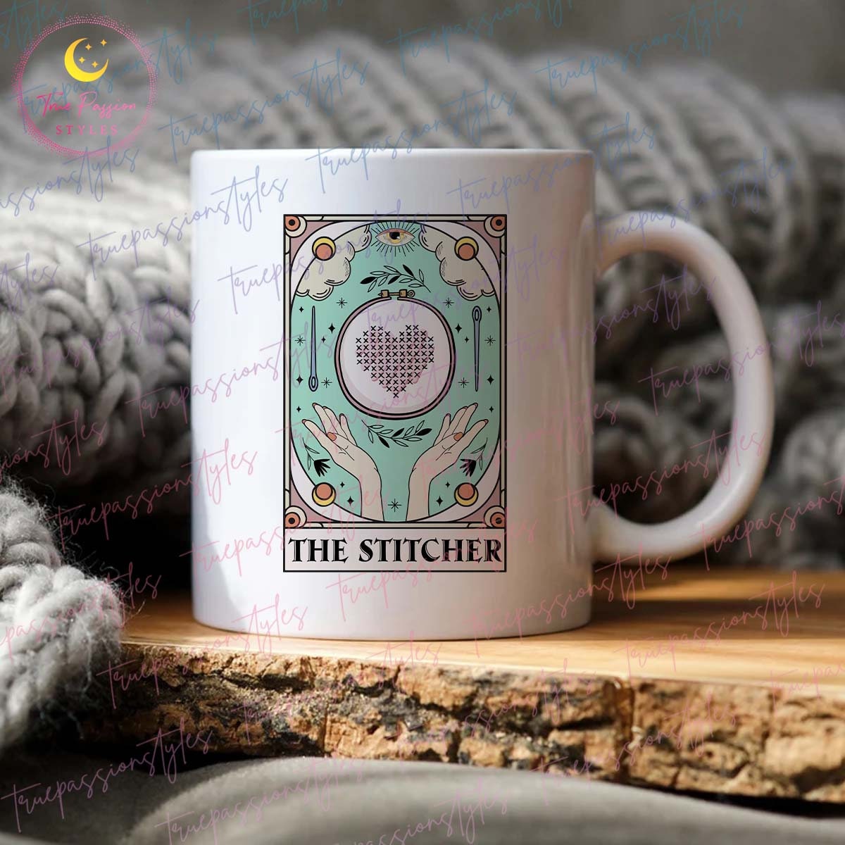 The Stitcher Tarot Card Mug, Cross Stitch Mug, Gifts for Cross ...