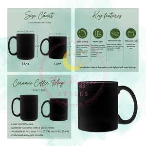 Puede incluir: Taza de caf&eacute; de cer&aacute;mica negra con asa en forma de C. La taza est&aacute; disponible en dos tama&ntilde;os: 11 oz (0,33 l) y 15 oz (0,44 l). La taza es libre de plomo y BPA y tiene un acabado brillante. La taza es apta para microondas y lavavajillas.