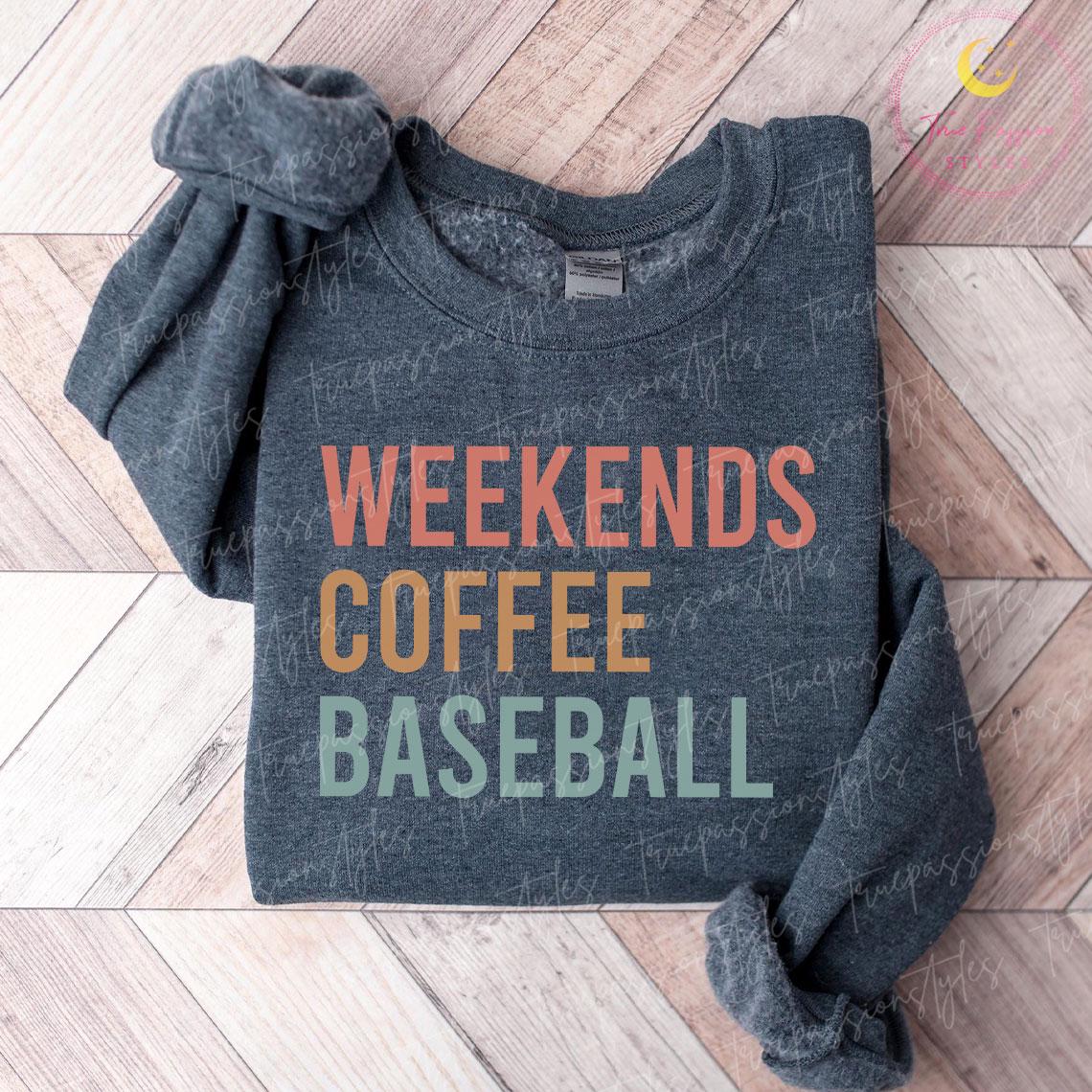 Women's T-Shirt Weekends Coffee Baseball Letter Print Short Sleeve Crew Neck Graphic T Shirt Casual Tops Sports Tees At Women's Clothing Store