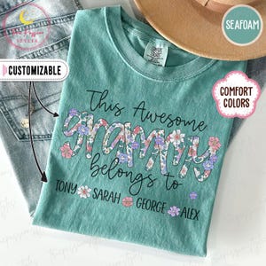 Comfort Colors® Personalized Grammy Shirt, This Awesome Grammy Belongs To Tee, Custom Kids Names Floral Sweatshirt, Mothers Day Gift T3286