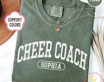 Comfort Colors® Custom Cheer Coach Shirt, Cheer Coach Gift, Cheer Coach Shirt With Name, Gift for Cheer Coach, Cheer Coach Tee S04336