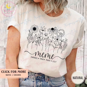 Personalized Wildflowers Meme Shirt with Kids Names, Custom Floral Meme T-shirt, Gift for Meme, New Meme Gift T0408