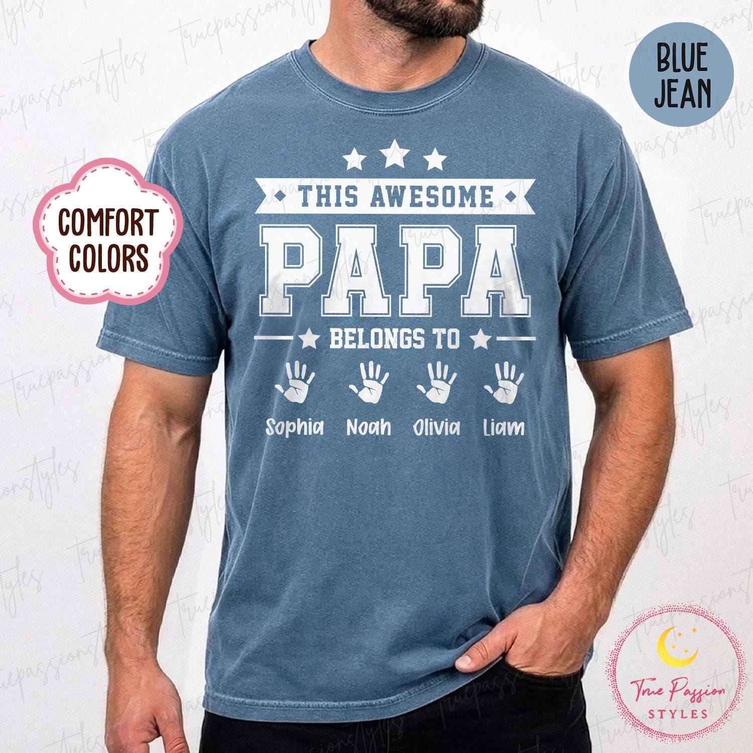 SYTD⭐️PAPA Personalized Papa Comfort Colors® Shirt, Fathers Day Gift for Papa
