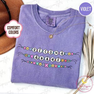 Comfort Colors® Second Grade Teacher Shirt, Teacher Friendship Bracelet TShirt, 2nd Grade Shirt, Back To School, First Day Of School S03982