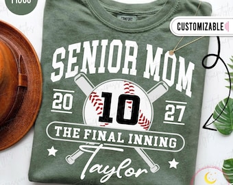 Comfort Colors® Custom Senior Baseball Mom 2027 Shirt, Senior Mom Baseball Sweatshirt, Baseball Lover Gift, Graduation Shirt S05316