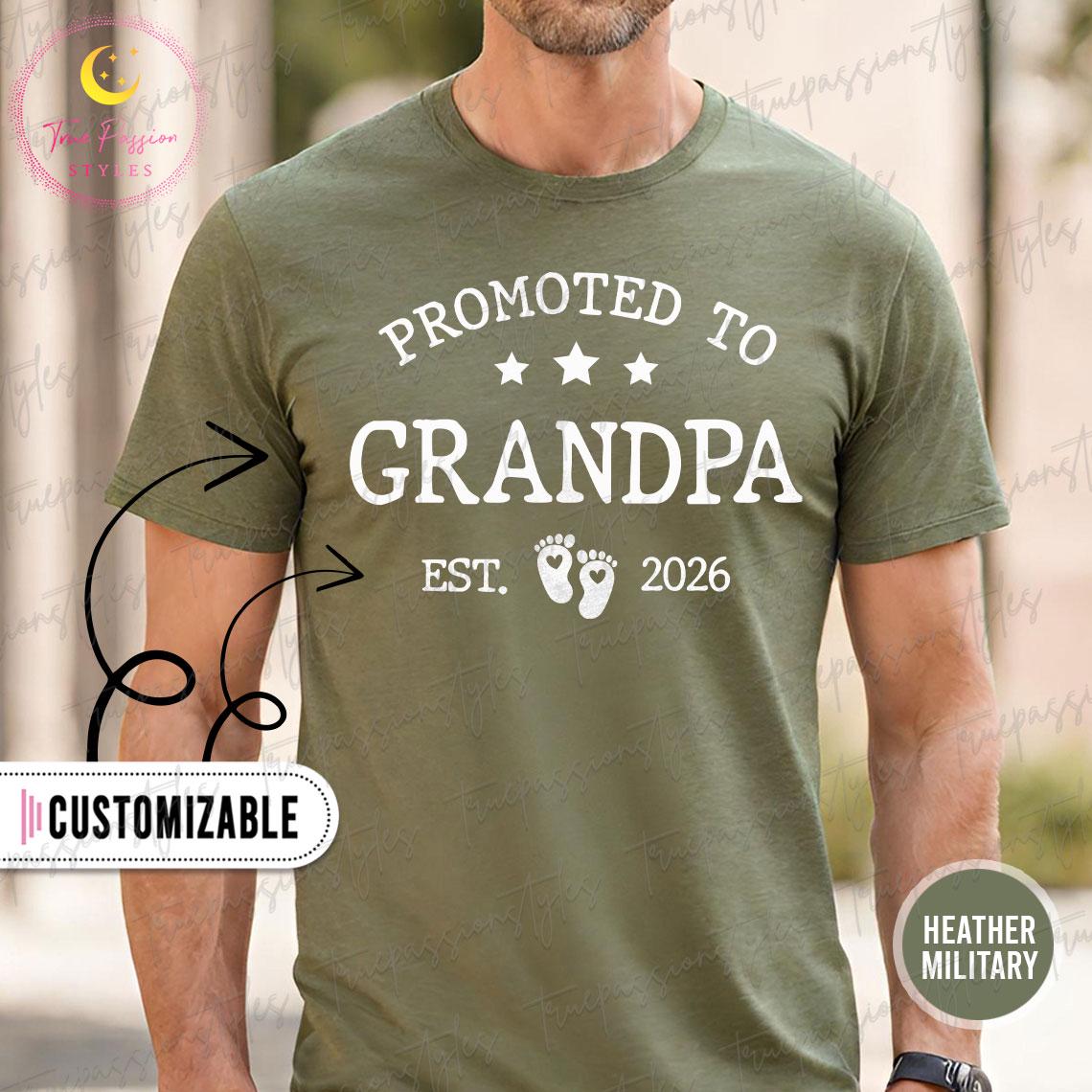 Promoted To Grandpa Shirt, New Grandpa TShirt, Grandpa Est 2026 Tee, Grandpa Est Sweatshirt, Gender Reveal Shirt, Long Sleeve S05773