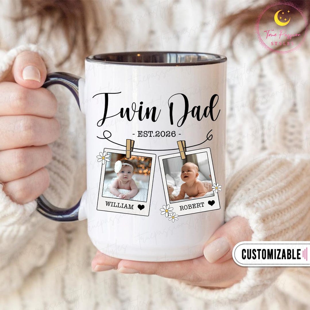 Custom Photo Twin Dad Mug, Dad of Twins, Father of Twins Gift ...
