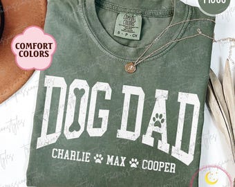 Comfort Colors® Custom Dog Dad Shirt With Dogs Names, Prezent na Dzień Ojca Dla Psa Taty, Prezenty Dla Miłośników Psów, Koszulka Dla Właściciela Psa, Prezent Dla Psa Taty S03284