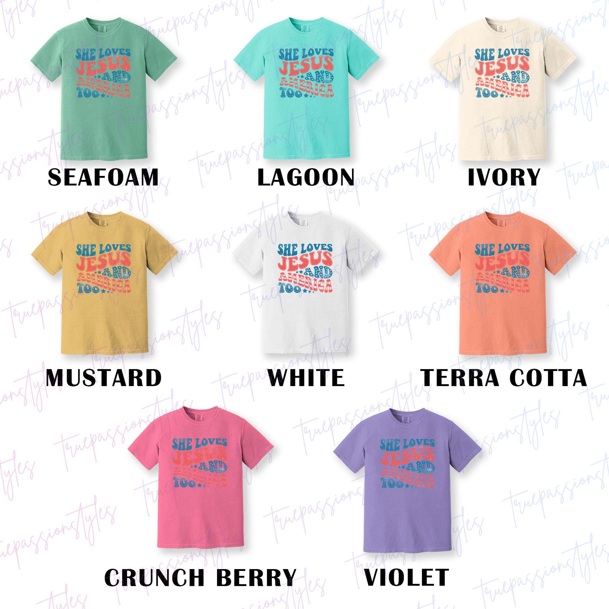 Comfort Colors® Retro USA Shirt, Patriotic Christian TShirt, Independence Day Tee, She Loves Jesus And America Too, 4th of July Shirt S00623