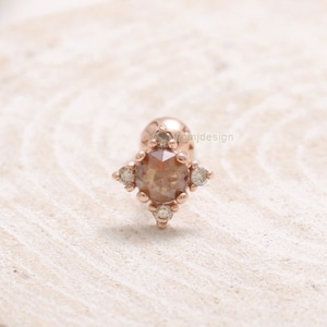 14K 18K massief goud roségeslepen echte diamant en bruine diamanten accent edgy ster oorstekker kraakbeen tragus helix conch lob piercing oorbel