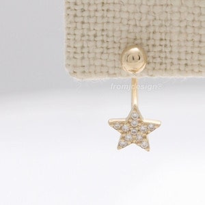 14K 18K massief gouden zirkonia, moissaniet, labo of echte diamant effenen ster met bal tragus-helix conch kwab kraakbeen knus torentje piercing oorbel