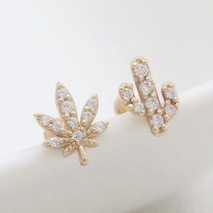 14 kt massief gouden pot of cactus zirkonia, moissaniet, labret of echte diamant effenen oorstekker kraakbeen tragus helix labret piercing met inwendig schroefdraad