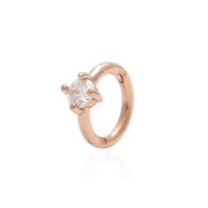 14K 18K Solid Gold 2.5mm CZ, Moissanite, Lab or Genuine Diamond Round Bezel Hinged Huggie Segment Hoop Cartilage Helix Conch Lobe Earring