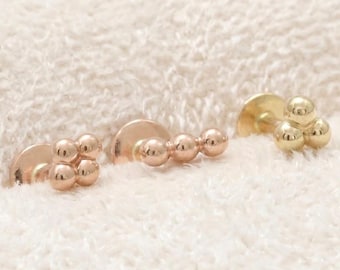 14-karatowe złoto, ultra malutki, poczwórny lub potrójny kolczyk do ucha, chrząstka, tragus, muszla, wewnętrzny gwint, labret, piercing - 18 g/ 1 szt.