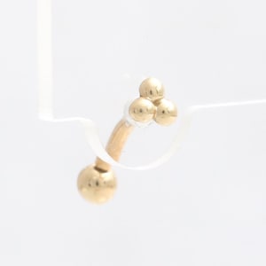 14K 18K Solid Gold Tiny Triple Ball Dots Curved Barbell Ear Helix, Conch, Cartilage, Snug, Rook, Eyebrow, Daith Piercing 18G 16G- 1qty