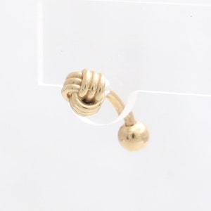 14K 18K Solid Gold Love Knot Curved Barbell Ball Ear Helix, Conch, Cartilage, Snug, Rook, Eyebrow, Daith Piercing- 16g, 18g/ 1qty