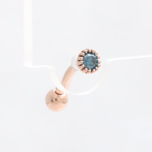 14K 18K Gold 0.07ct or 0.10ct Genuine Color Diamond Multi Prongs Curved Barbell Ear Helix Conch Cartilage Snug Rook Eyebrow Daith Piercing