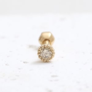 14 kt 18 kt massief goud 0,07 kt, 0,1 kt of 0,25 kt echte cognac diamant oorstekers kraakbeen tragus helix conch lob piercing oorbel