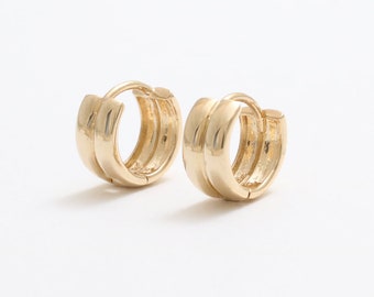 14K 18K Solid Gold Shiny Polished Minimalist Chunky Double