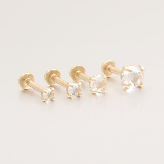 14K Solid Gold 2mm, 3mm, 4mm Rose Cut CZ Prongs Setting
